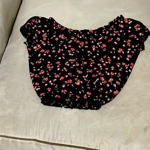 Aeropostale Floral Lace Cropped Shirt